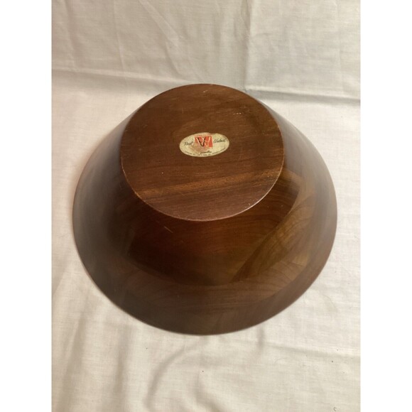 Bowl Vermillion Real Walnut Made USA Handmade Vintage Fruit Dish 14" Diameter - Picture 5 of 9
